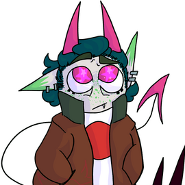 A silly simple doodle of a cartoon demon